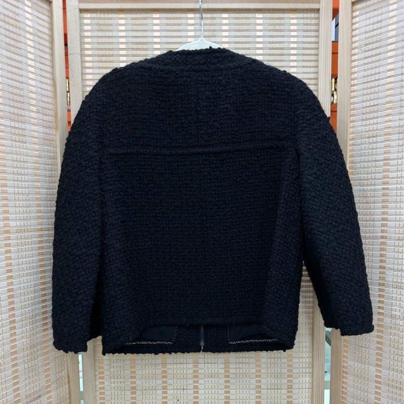 Chanel 香奈兒粗花黑毛呢外套 34碼-1