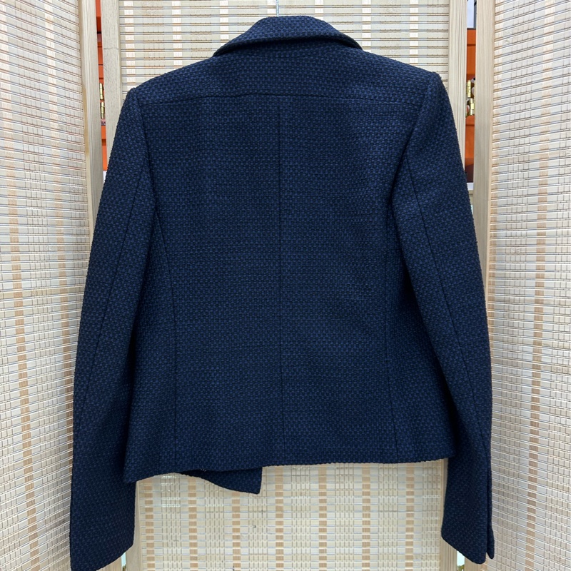 Chanel 香奈兒藏藍色粗花呢兩口袋編織外套 34碼-1