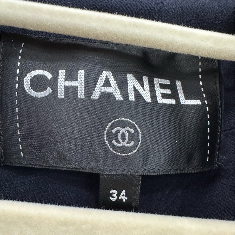 Chanel 香奈兒藏藍色粗花呢兩口袋編織外套 34碼-2