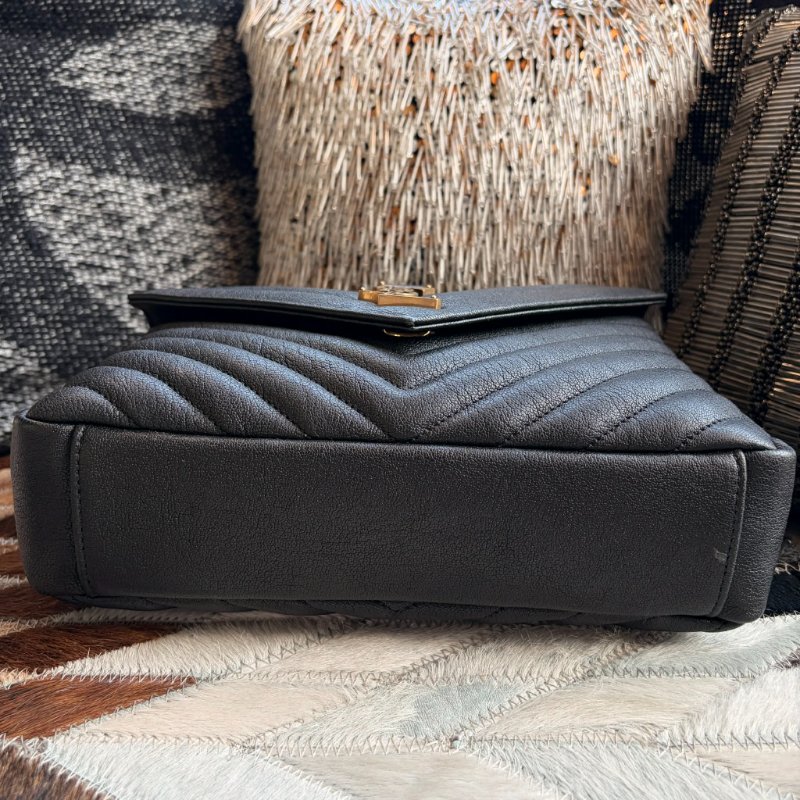 COLLeGE 中性絎縫兩用學院包-中/黑金-3