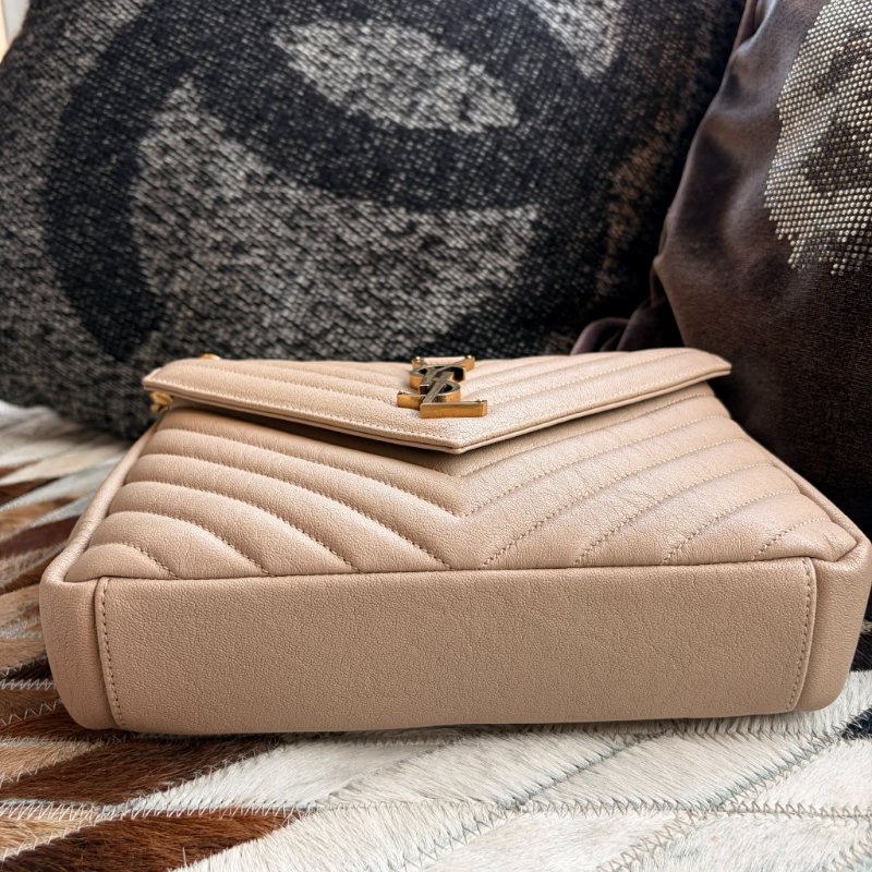 YSL COLLeGE中性絎縫兩用學院包-中/杏金-4