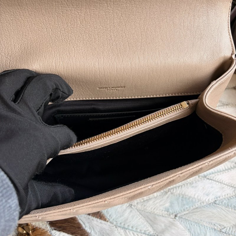 YSL COLLeGE中性絎縫兩用學院包-中/杏金-5