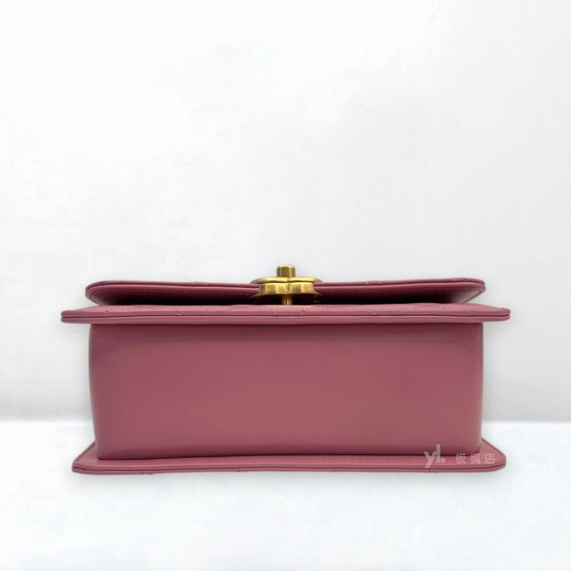 S5352-CHANEL 24C粉色牛皮金釦雙金球下蓋包/AS2649-4