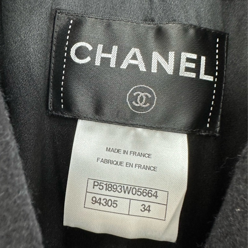 Chanel 香奈兒15薩爾茲堡系列 黑色金邊拼接針織中長外套,34碼-2