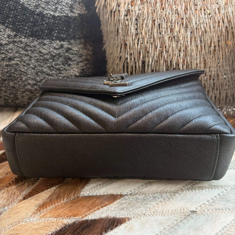 YSL COLLeGE中性絎縫兩用學院包-中/黑銀-3