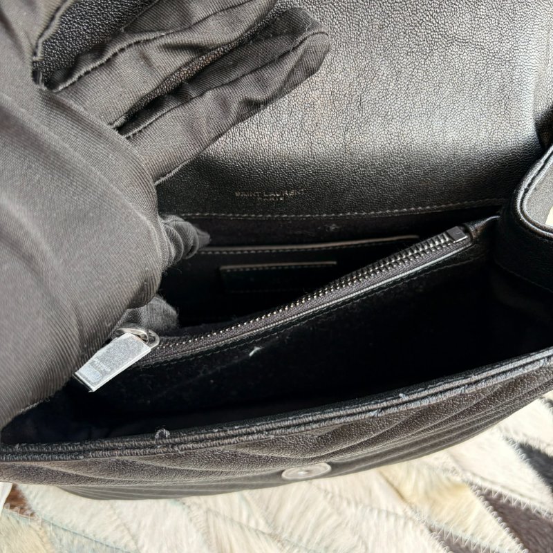 YSL COLLeGE中性絎縫兩用學院包-中/黑銀-4