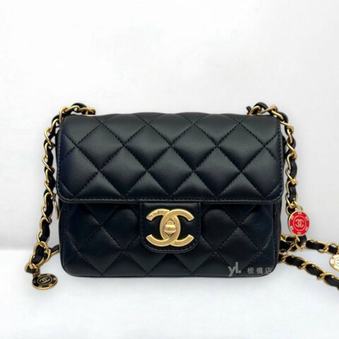 S5353-CHANEL 23C 黑金彩色金幣口蓋包/AS3737