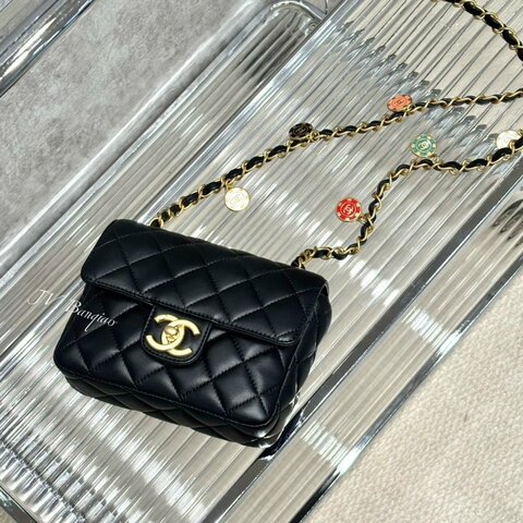 S5353-CHANEL 23C 黑金彩色金幣口蓋包/AS3737