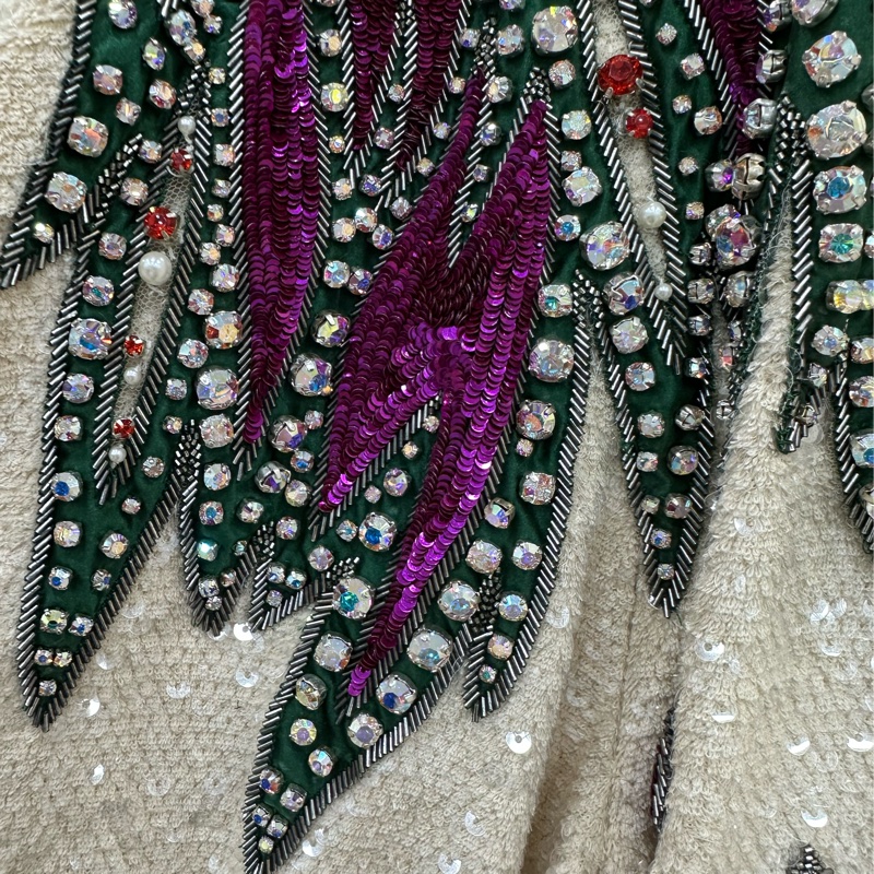 Gucci 古馳 秀款重工米色滿身刺繡亮釘珠滿鑽棒球服外套 M碼-4