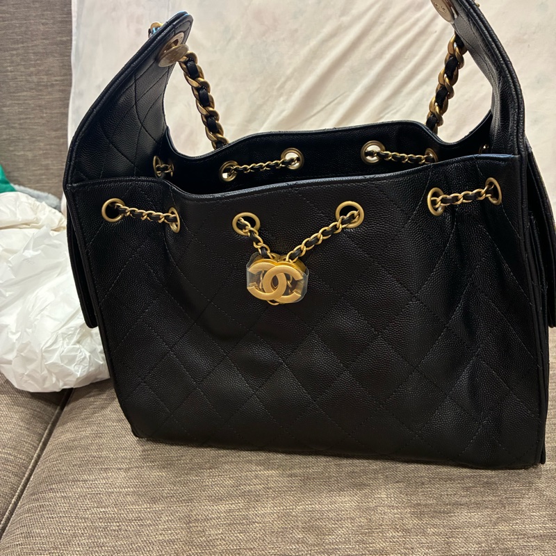 爆款🔥香奈兒chanel 小款25bag粒紋小牛皮 耐用 黑金配色🇹🇼-0