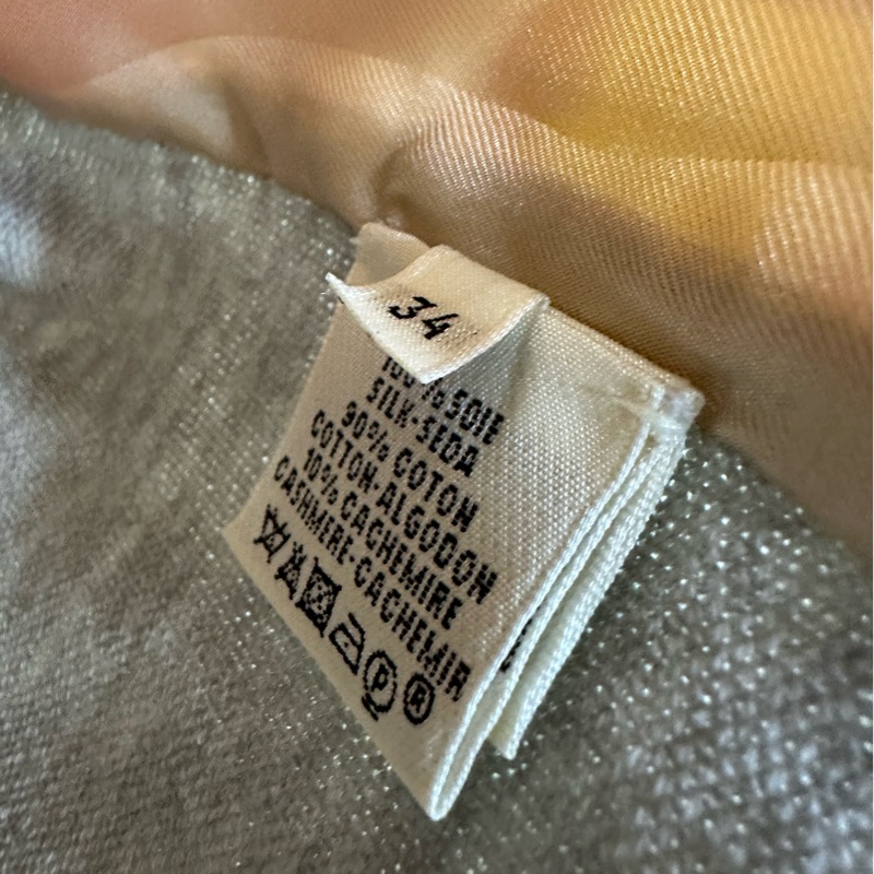 HERMES愛馬仕 真絲羊絨拼接不規則短袖上衣34碼-3