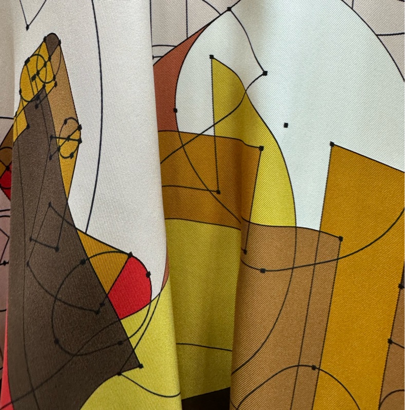 HERMES愛馬仕 真絲羊絨拼接不規則短袖上衣34碼-4