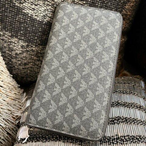 ARMANI 標誌LOGO 防刮拉鍊長夾/黑