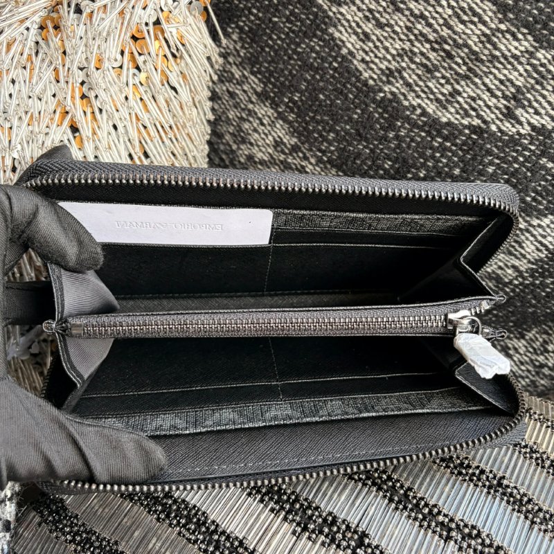 ARMANI 標誌LOGO 防刮拉鍊長夾/黑-3