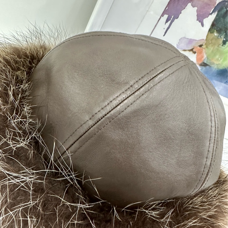 Hermes 愛馬仕羊皮貂毛皮草休閒帽. 雙面可戴 57碼-2