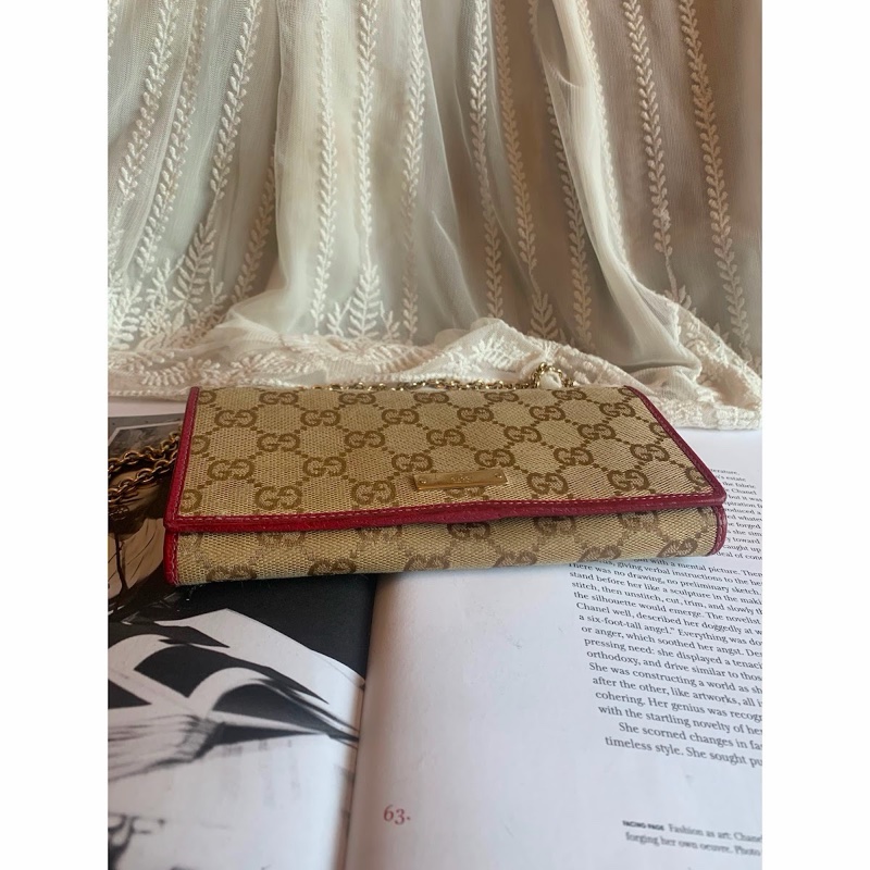 古馳 鏈條包 Gucci woc 老花長夾鏈 長銀包鏈條包 wallet on chain 腋下包-2