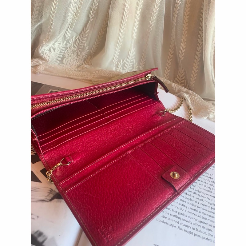 古馳 鏈條包 Gucci woc 老花長夾鏈 長銀包鏈條包 wallet on chain 腋下包-15