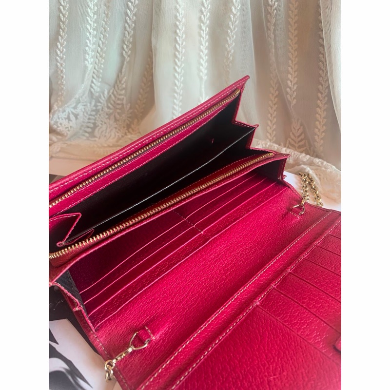 古馳 鏈條包 Gucci woc 老花長夾鏈 長銀包鏈條包 wallet on chain 腋下包-16