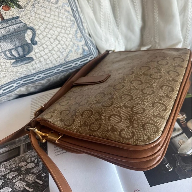 思琳 中古馬車金具 老花郵差包 斜挎包 Celine vintage crossbody bag-12