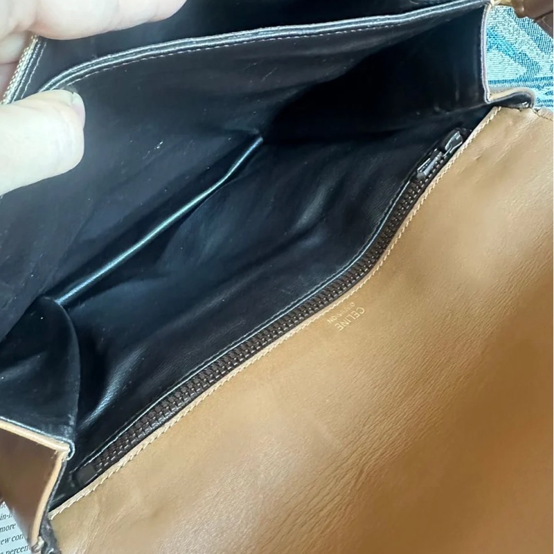 思琳 中古馬車金具 老花郵差包 斜挎包 Celine vintage crossbody bag-19