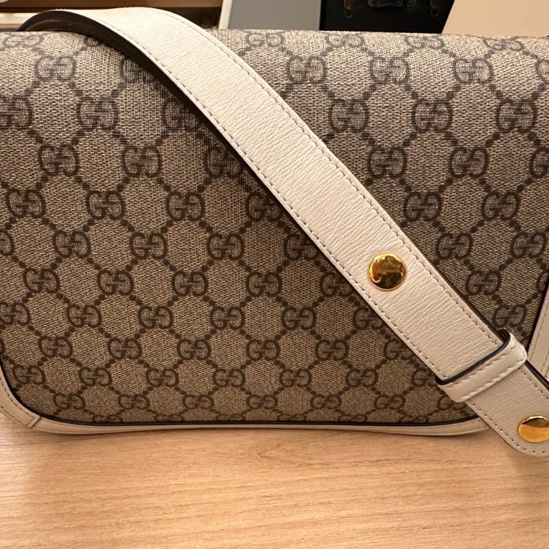 GUCCI 1955 Horsebit baga馬銜扣 肩背包 斜背包(602204-白)-1