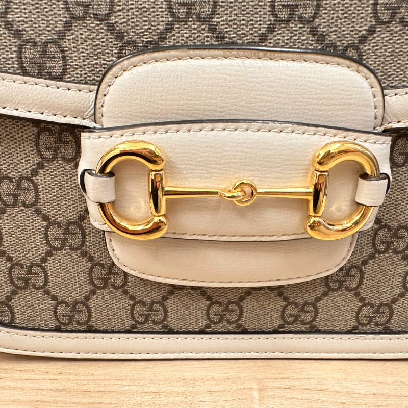 GUCCI 1955 Horsebit baga馬銜扣 肩背包 斜背包(602204-白)-2