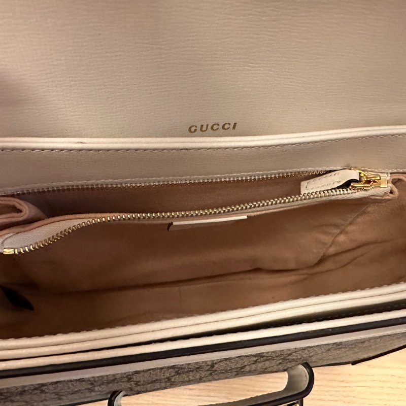 GUCCI 1955 Horsebit baga馬銜扣 肩背包 斜背包(602204-白)-3