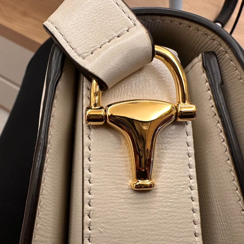 GUCCI 1955 Horsebit baga馬銜扣 肩背包 斜背包(602204-白)-7