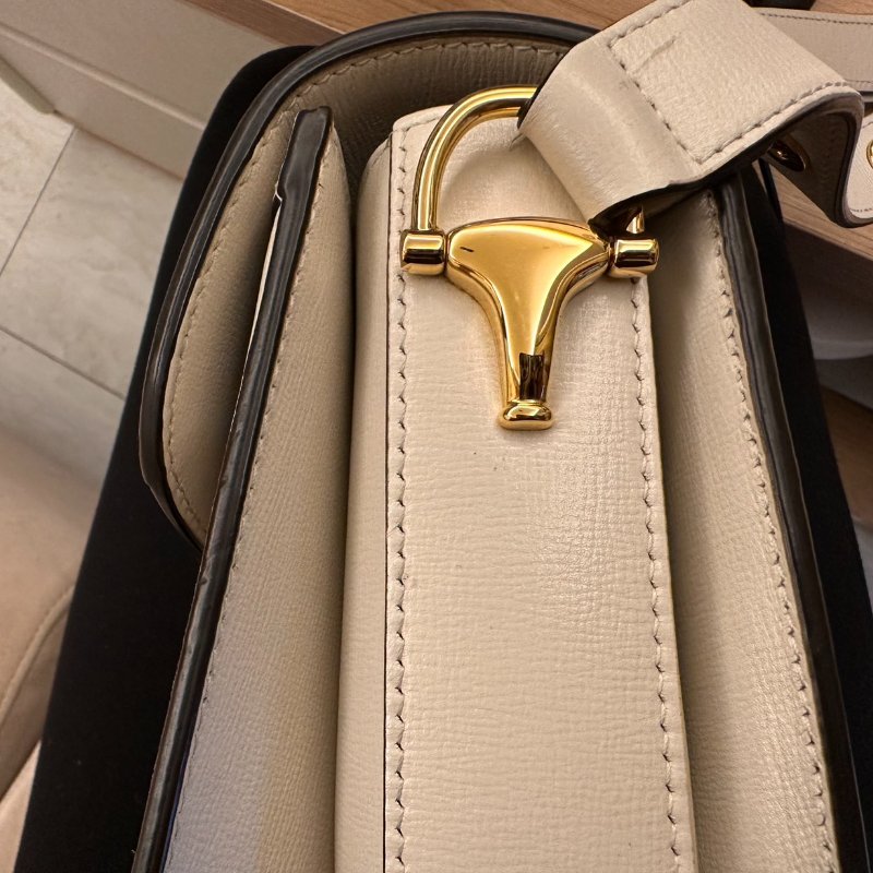 GUCCI 1955 Horsebit baga馬銜扣 肩背包 斜背包(602204-白)-8