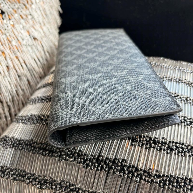 ARMANI LOGO 圖示防刮對開長夾/灰黑-1