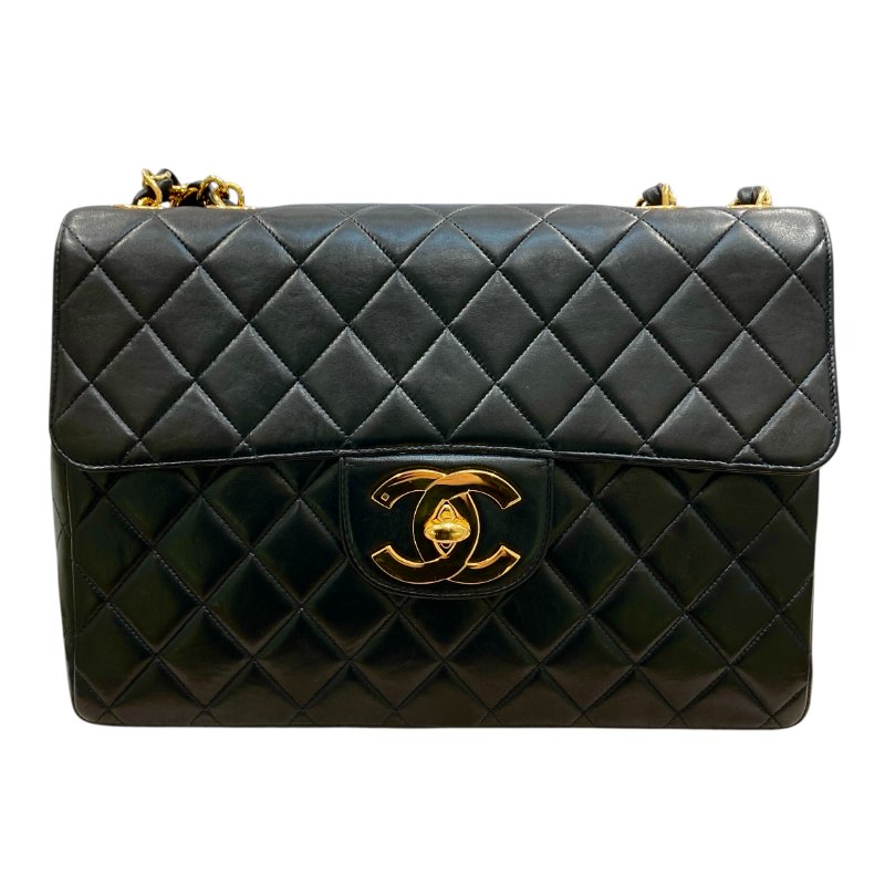 CHANEL 香奈兒 A04412 JUMBO MATELASSE 30 CF翻蓋側斜背包 羊皮 黑色 金釦-1