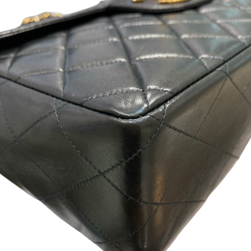 CHANEL 香奈兒 A04412 JUMBO MATELASSE 30 CF翻蓋側斜背包 羊皮 黑色 金釦-7