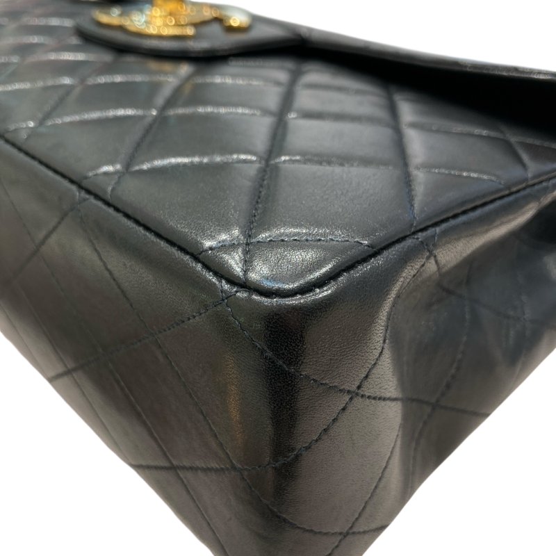 CHANEL 香奈兒 A04412 JUMBO MATELASSE 30 CF翻蓋側斜背包 羊皮 黑色 金釦-8