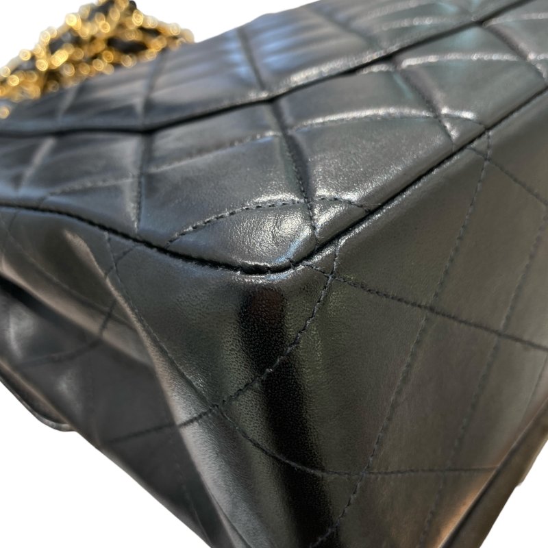 CHANEL 香奈兒 A04412 JUMBO MATELASSE 30 CF翻蓋側斜背包 羊皮 黑色 金釦-9