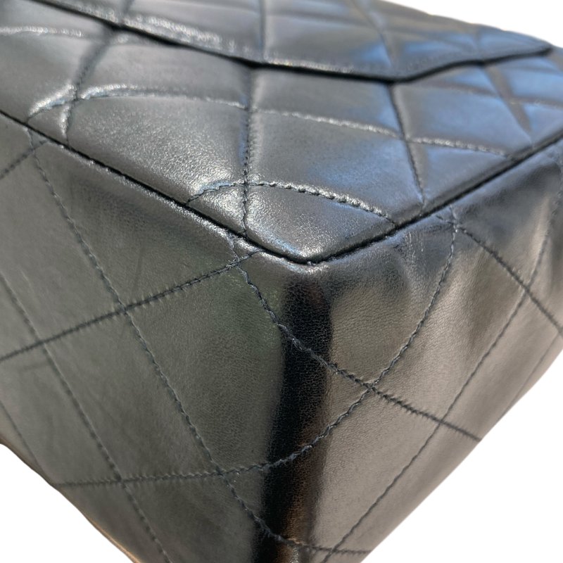 CHANEL 香奈兒 A04412 JUMBO MATELASSE 30 CF翻蓋側斜背包 羊皮 黑色 金釦-10