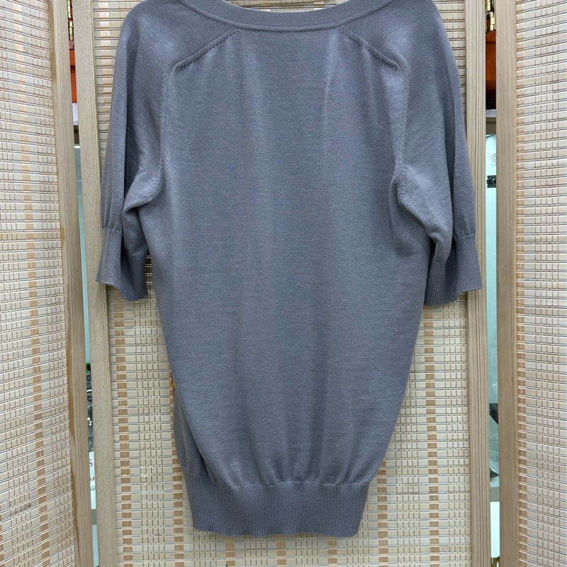 HERMES愛馬仕 真絲羊絨拼接不規則短袖上衣36碼-1