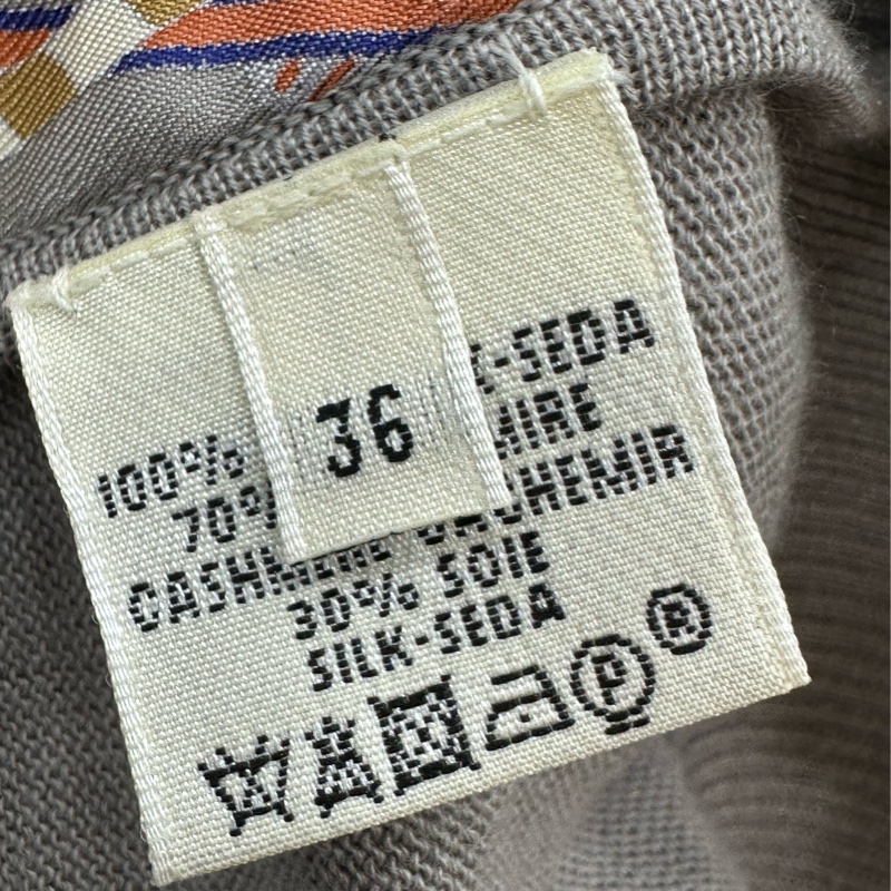 HERMES愛馬仕 真絲羊絨拼接不規則短袖上衣36碼-4