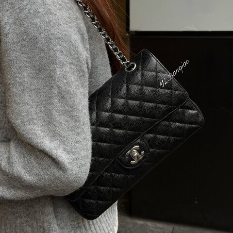 S5360-CHANEL黑荔枝皮銀釦 COCO25 A01112