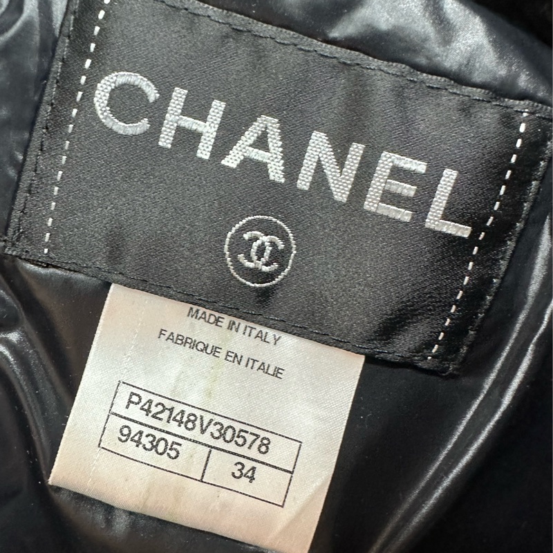 Chanel 黑色漆皮面菱格短裝外套 棉服 34碼-2