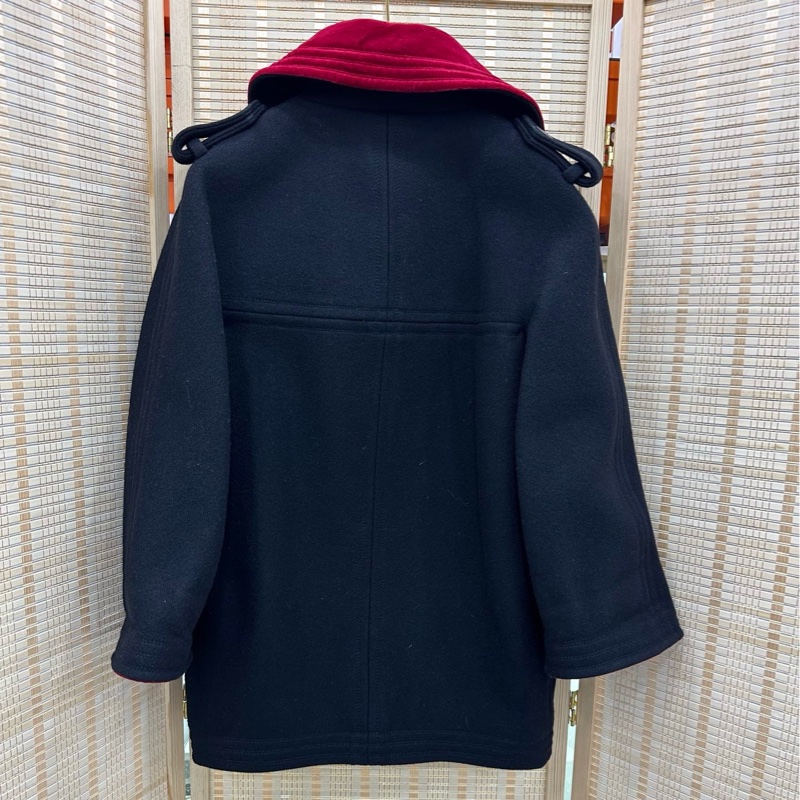 Chanel香奈兒黑色拼絲絨紅色翻領羊毛外套,36碼-1