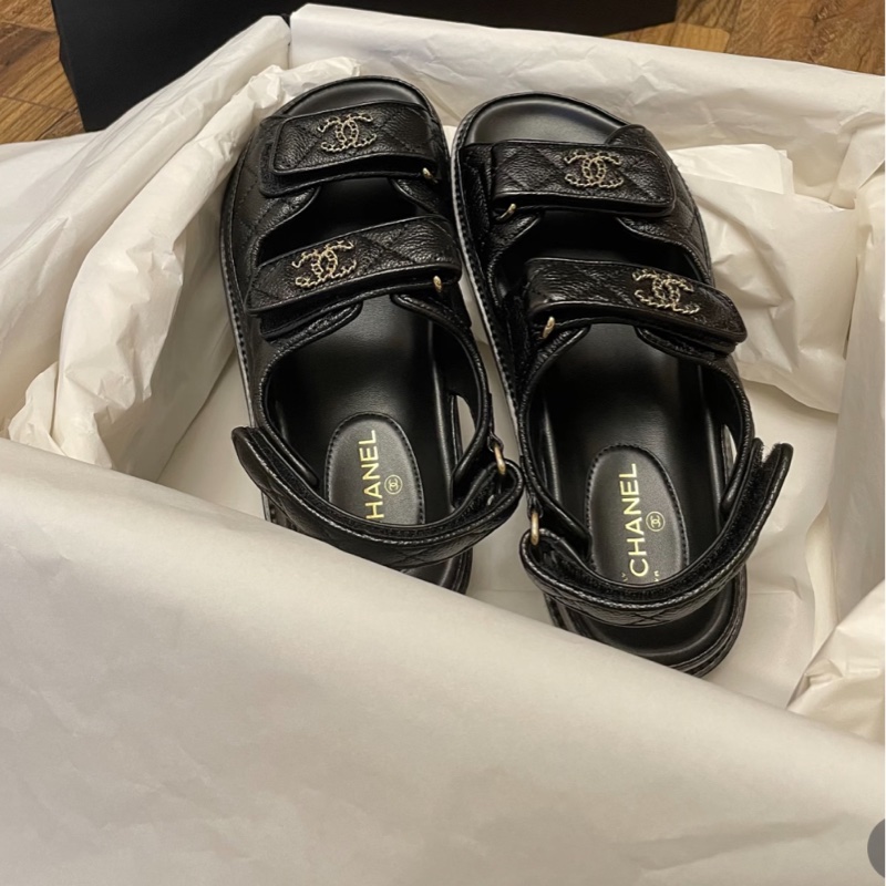 香奈兒 魔鬼氈涼鞋38-5