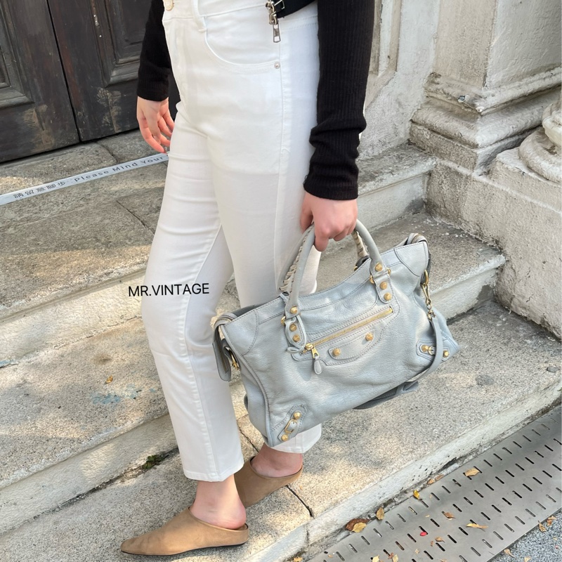 🏷️ Balenciaga 冰川藍機車包-0