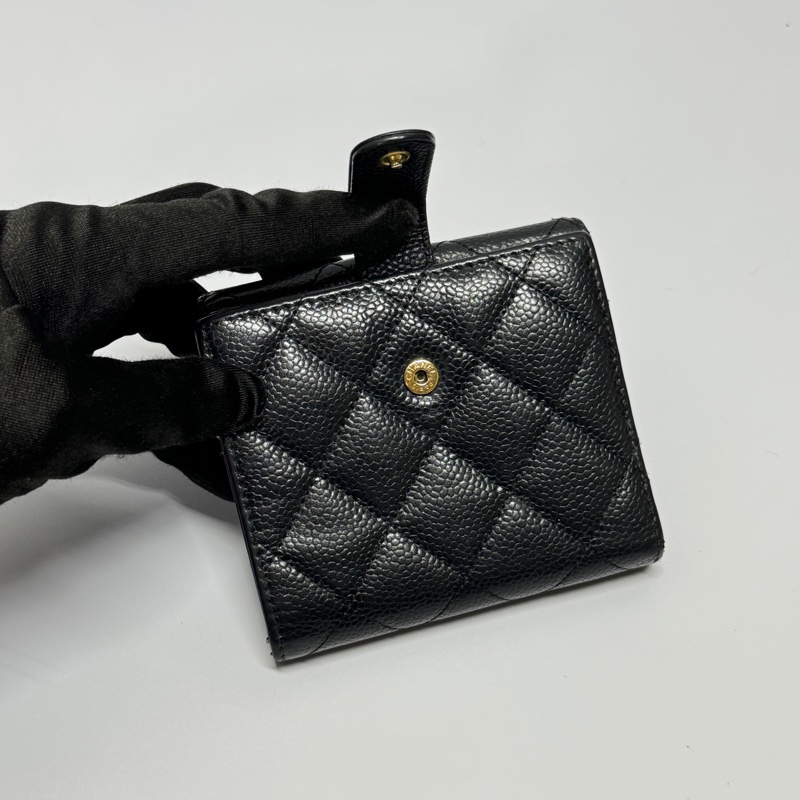 【全套配件🎁】 Chanel 黑金 魚子醬牛皮 短夾 (專櫃38,000)-7