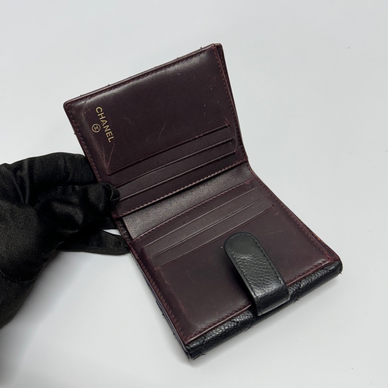 【全套配件🎁】 Chanel 黑金 魚子醬牛皮 短夾 (專櫃38,000)-10