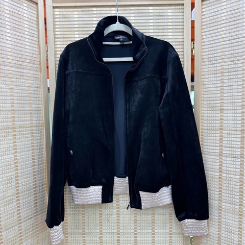 Chanel 香奈兒黑色絲絨運動外套 36碼