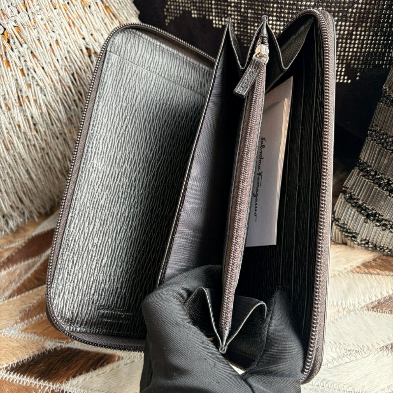 FERRAGA 防刮皮革拉鍊長夾/深咖-4