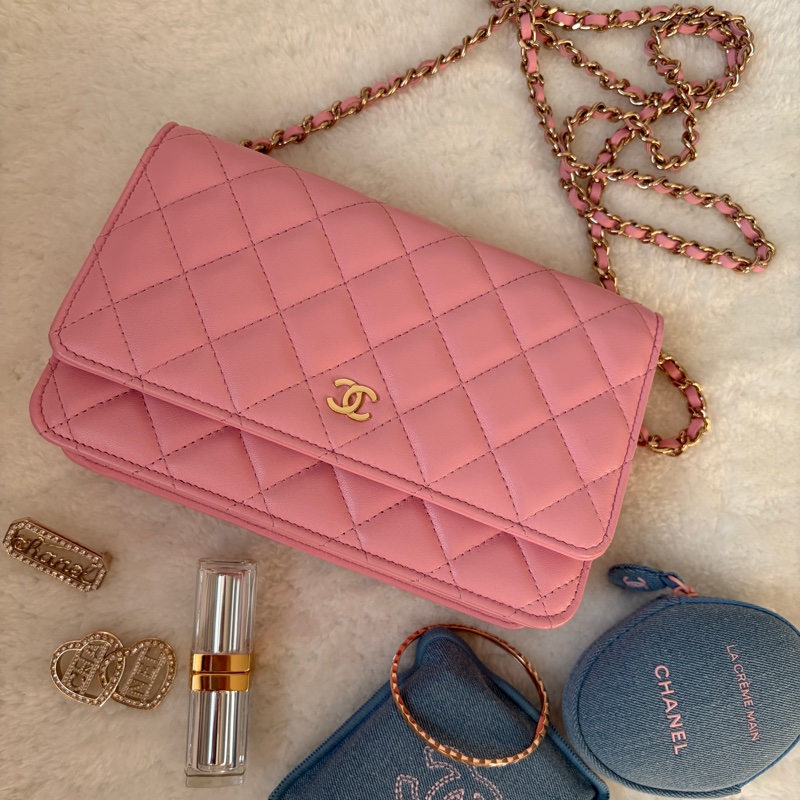 Chanel 珍珠粉羊皮 WOC 台灣專櫃正品購證全配-1
