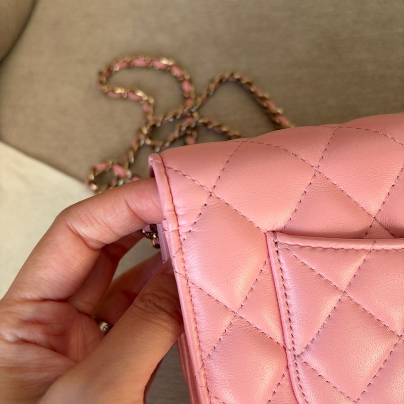 Chanel 珍珠粉羊皮 WOC 台灣專櫃正品購證全配-22