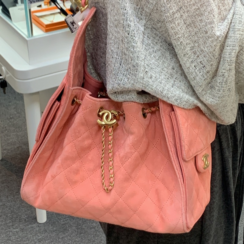 Full set全套有正單‼️Chanel 25bag小號麂皮粉色-9