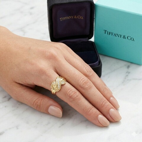 經典雋永 Tiffany & Co. Signature 系列 18K金 750 1990印記 天然鑽石戒指 鑽戒